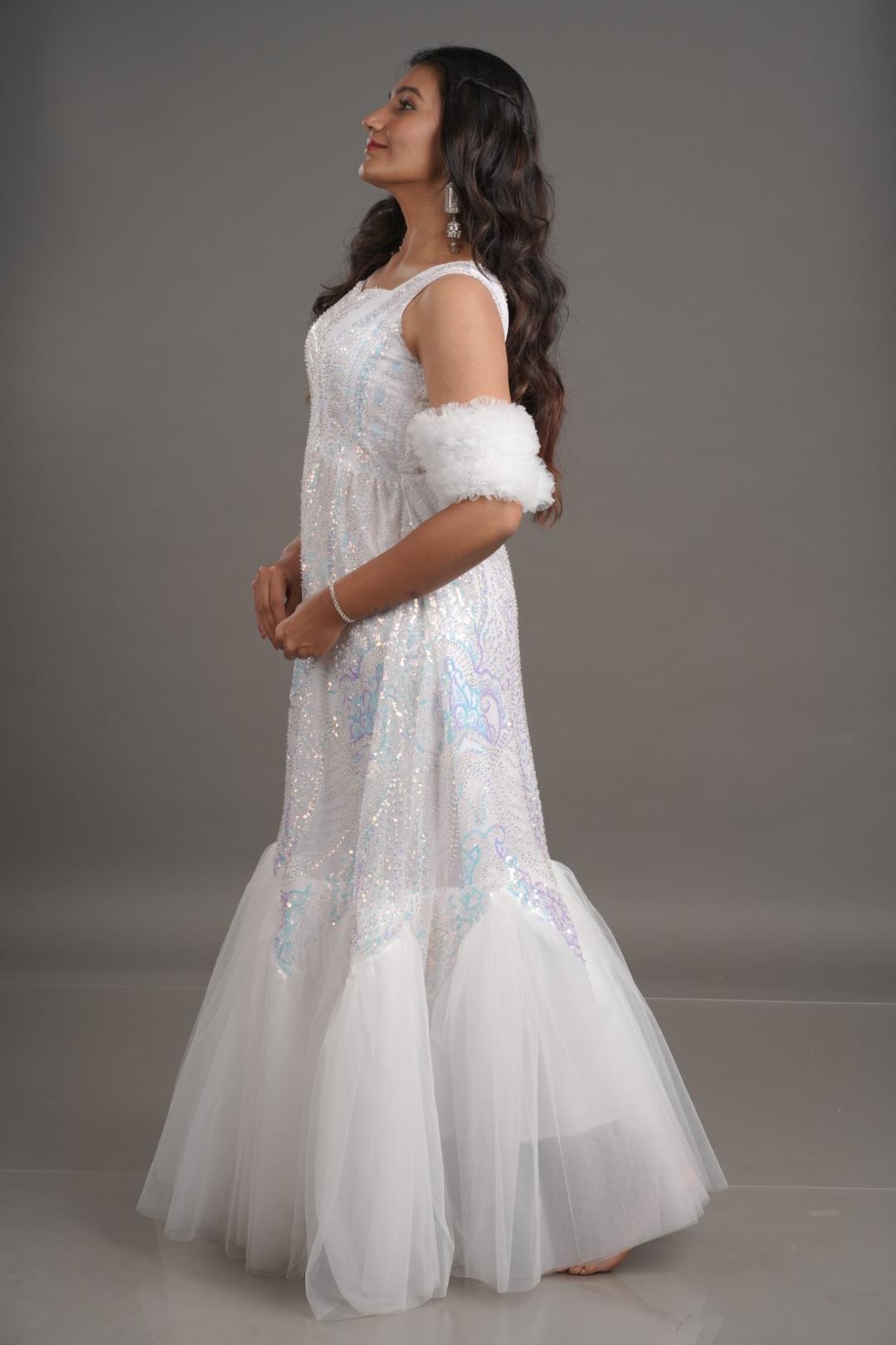 Swetha Moti Gown (White Pearl)