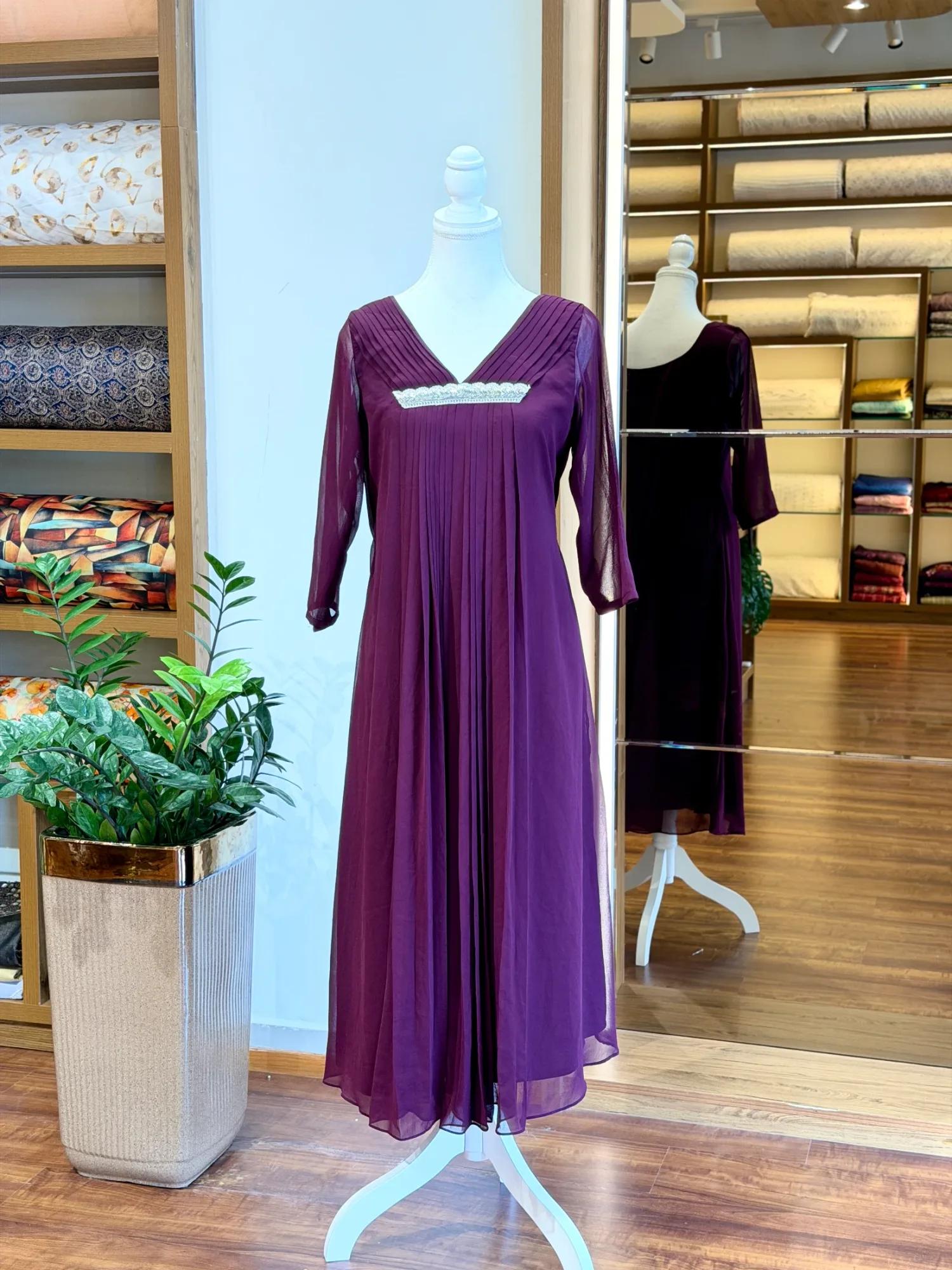 Pleated Georgette Dress