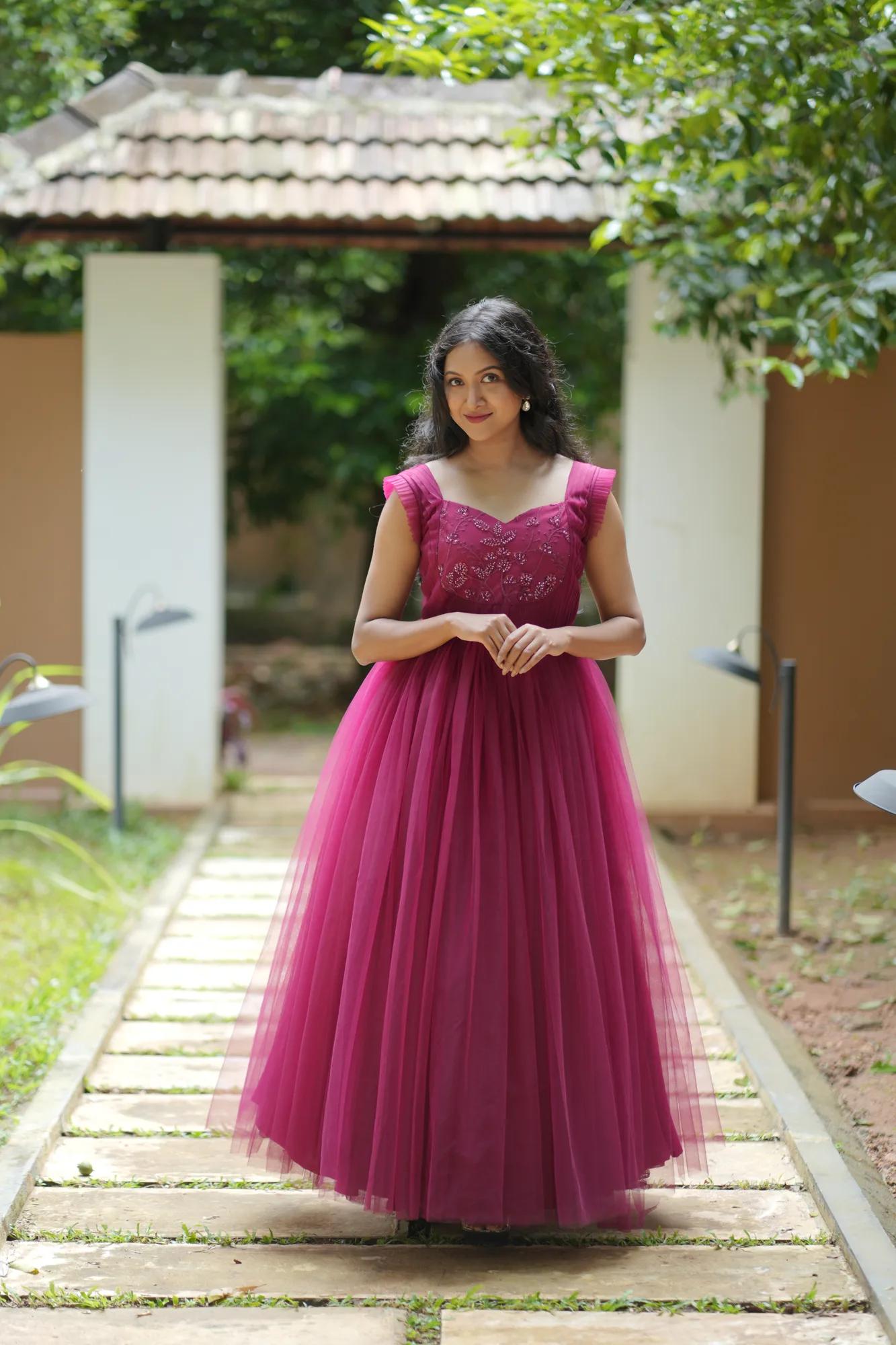 Rosé Bloom Handworked Net Gown