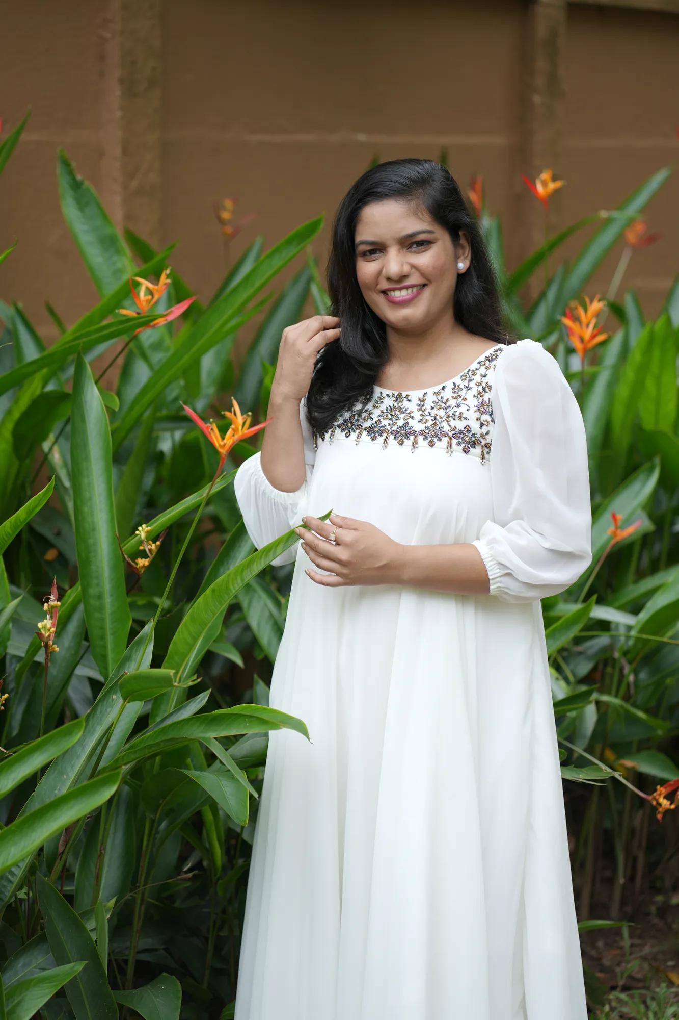 Elegant White Handworked Dress