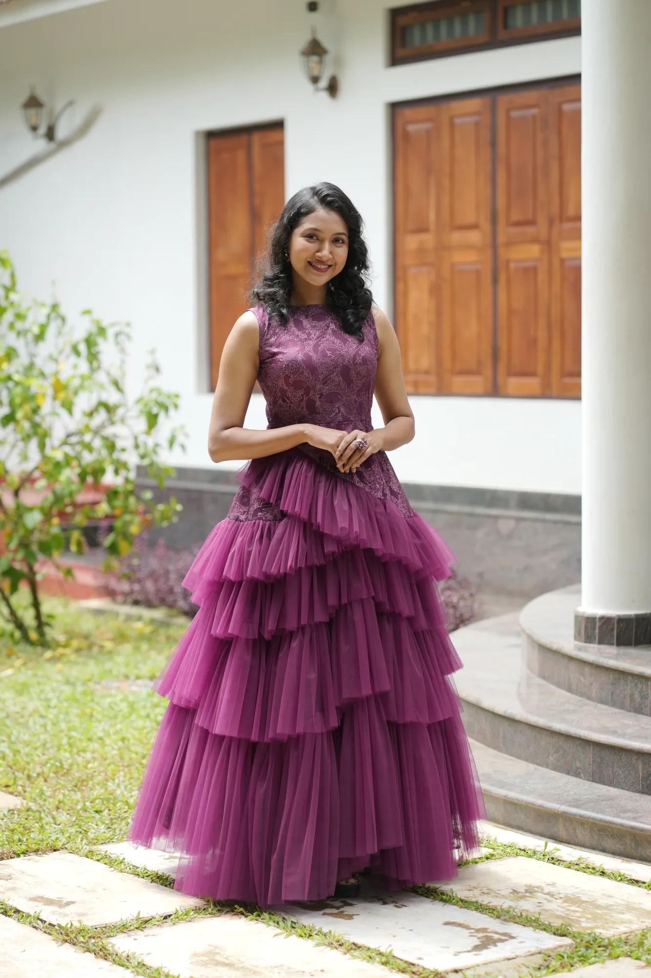 Royal Plum Layered Gown