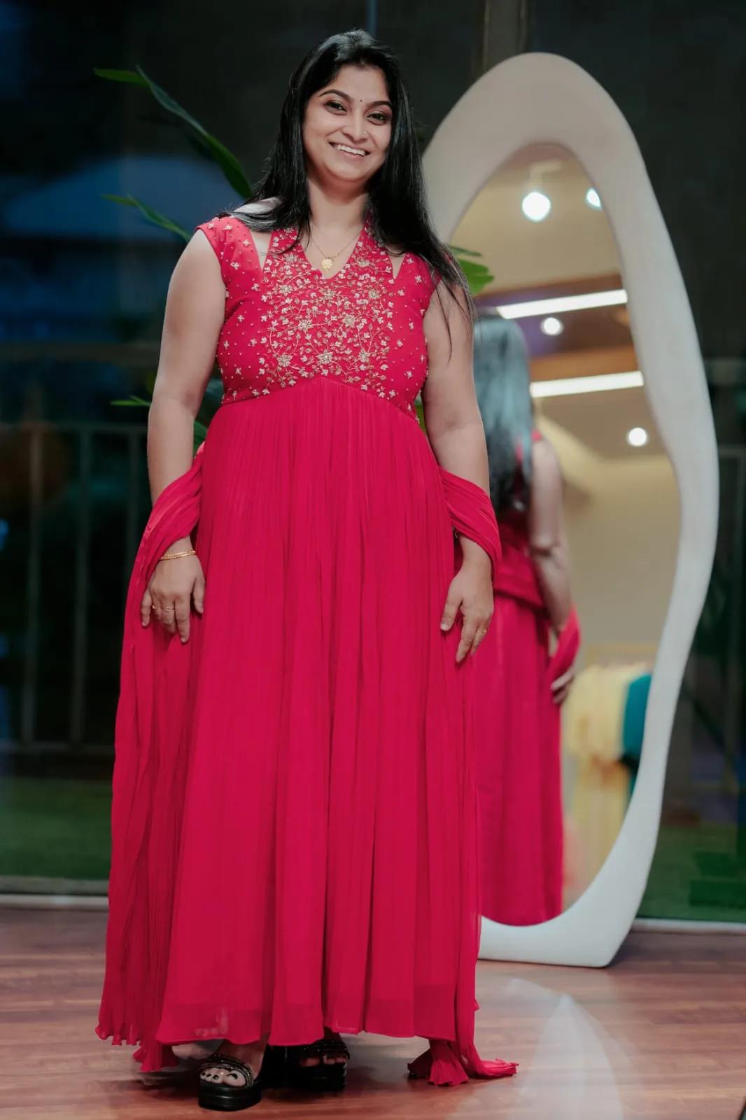 Chilli Red Premium Georgette Gown