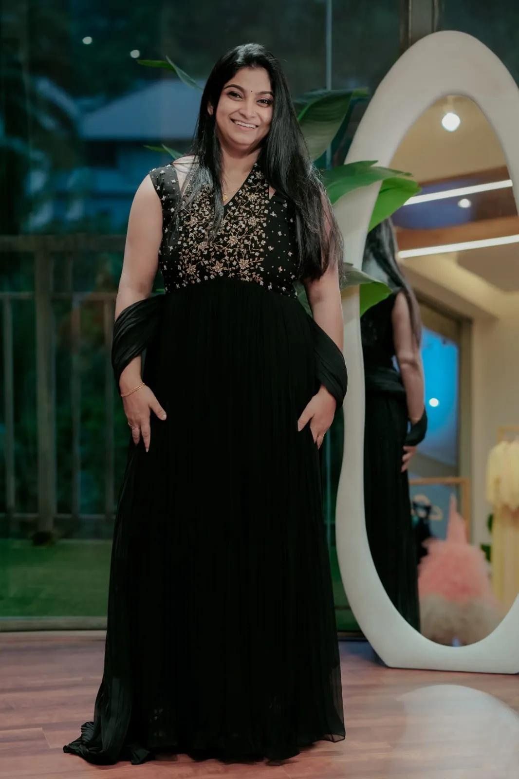 Black Premium Georgette Gown