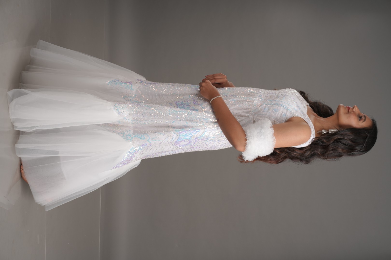 Swetha Moti Gown (White Pearl)